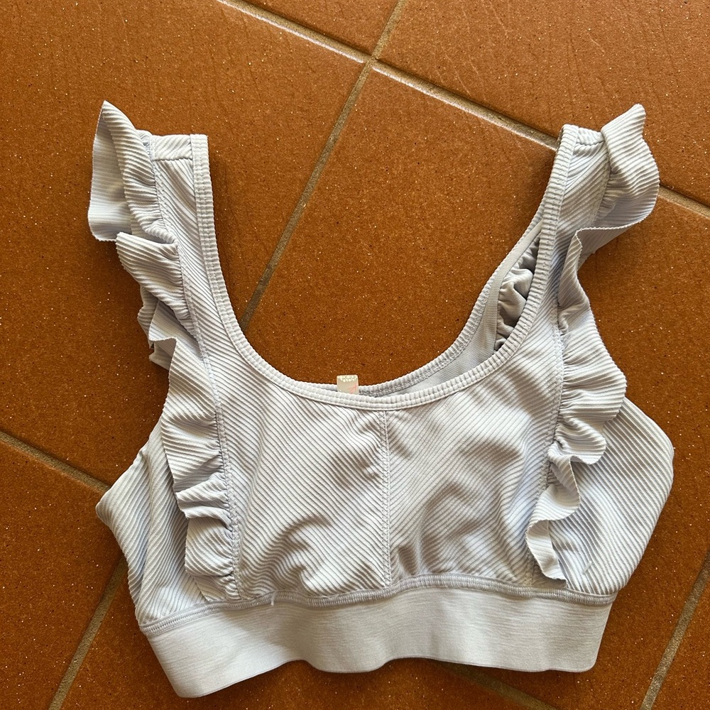 Free People Purple Ruffle Sports Bra Top
